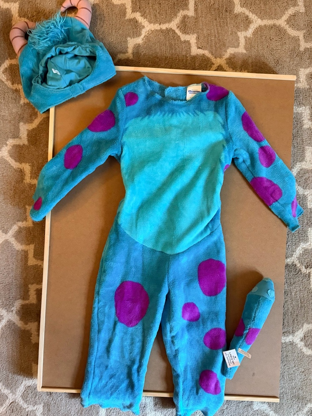 Kids Sully/Turquoise and Purple Monster Costume - Plush Jumpsuit with Hat & Tail